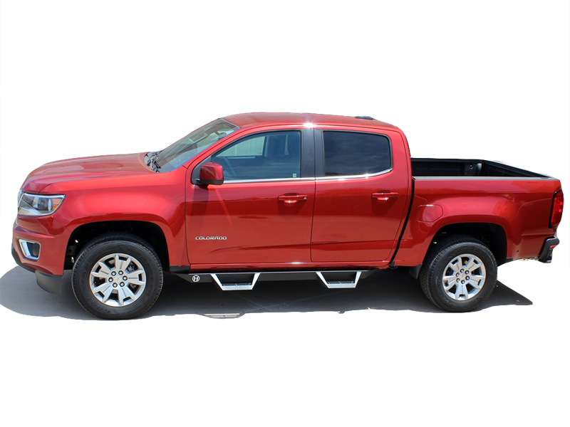 thumbnail image 2 of LEDKINGDOMUS Running Boards – 6" Nerf Bars, Red/Black, Fit Chevy Colorado GMC Canyon Crew Cab 2015-2025 2 of 3