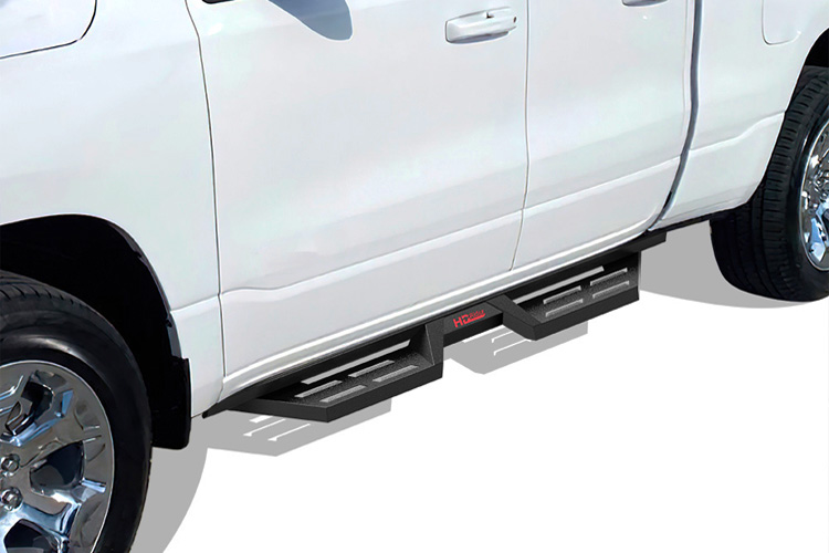 4 Side Step Running Boards – Drop Step Nerf Bars – For 2007-2021 Toyota Tundra Double Cab – Black Carbon Steel