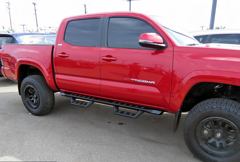 thumbnail image 2 of Black Drop Running Boards For 2005-2023 Toyota Tacoma Double Cab | Carbon Steel Side Steps 2 of 6